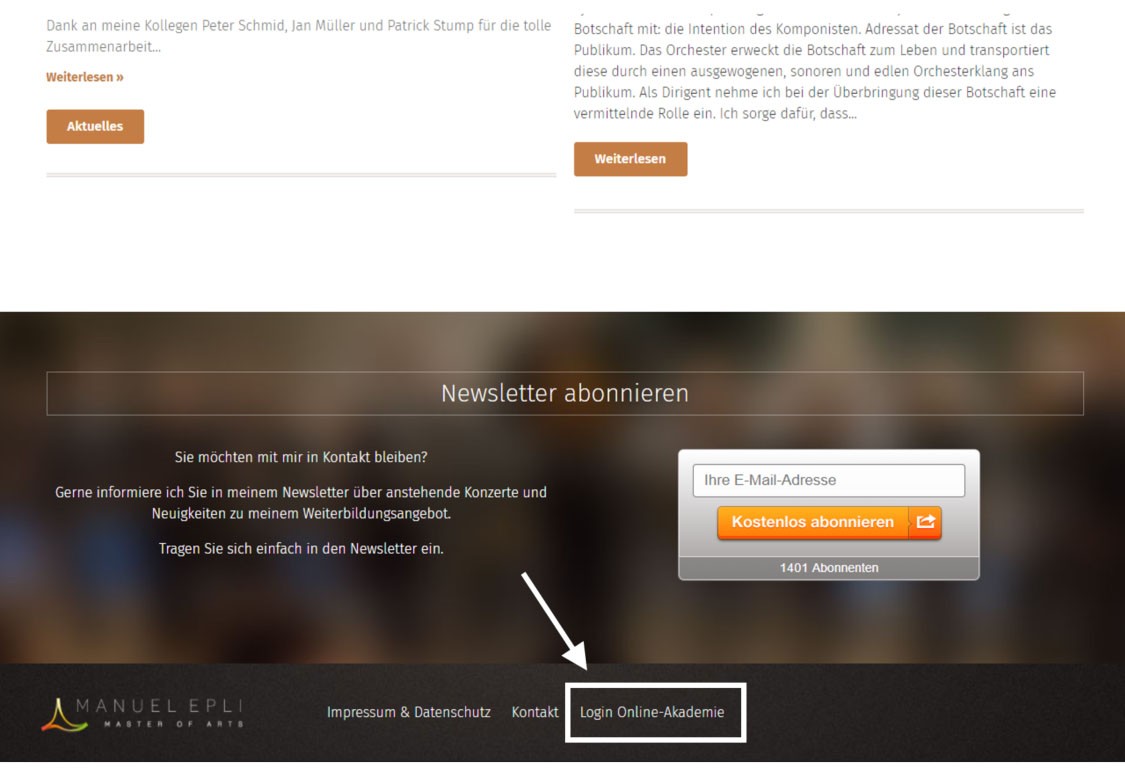 Login Online-Akademie (Website)